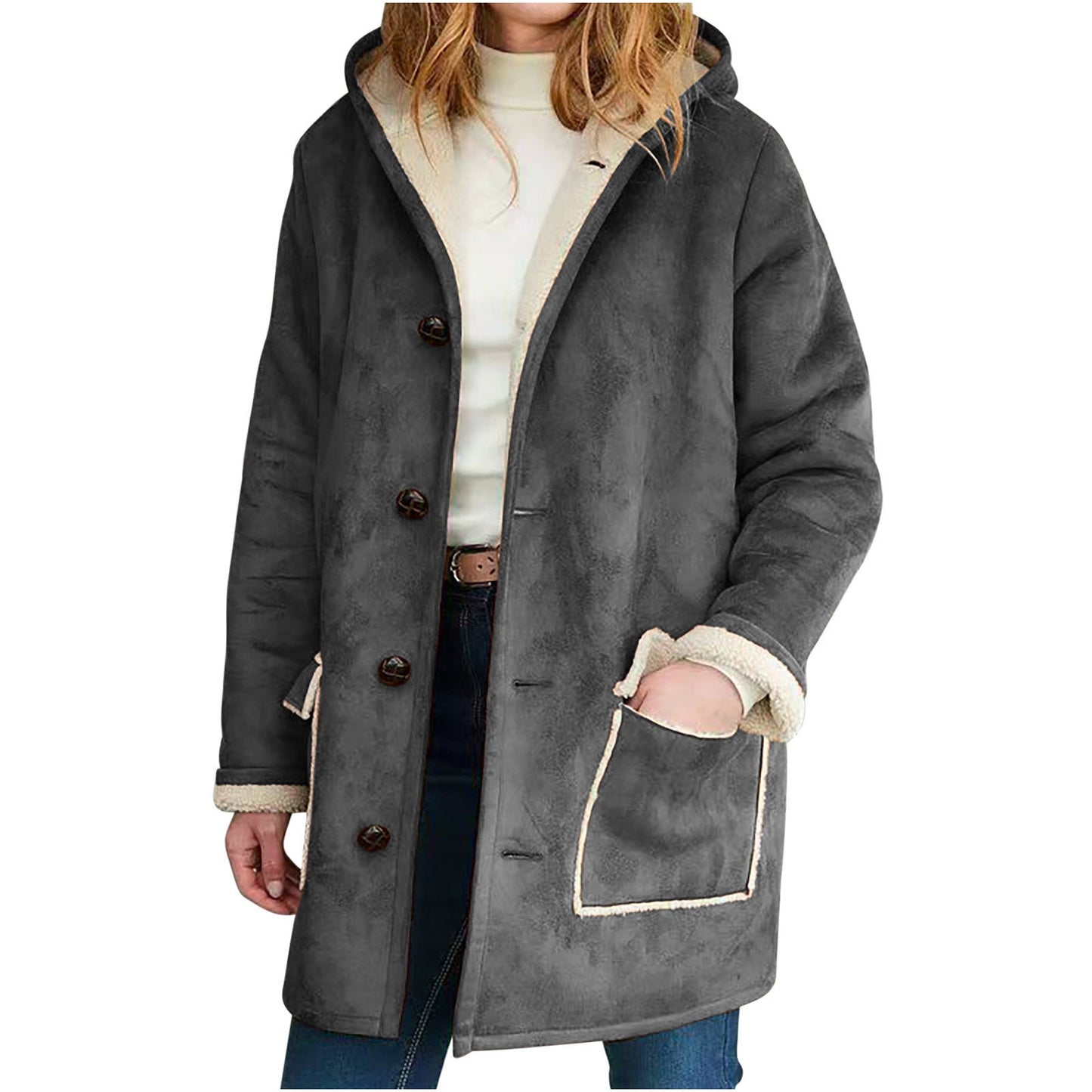 Retro Suede Hooded Coat