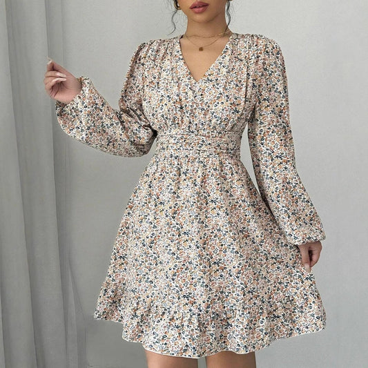 Printed Long-sleeve Dress