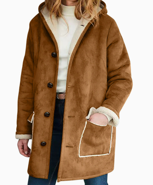 Retro Suede Hooded Coat
