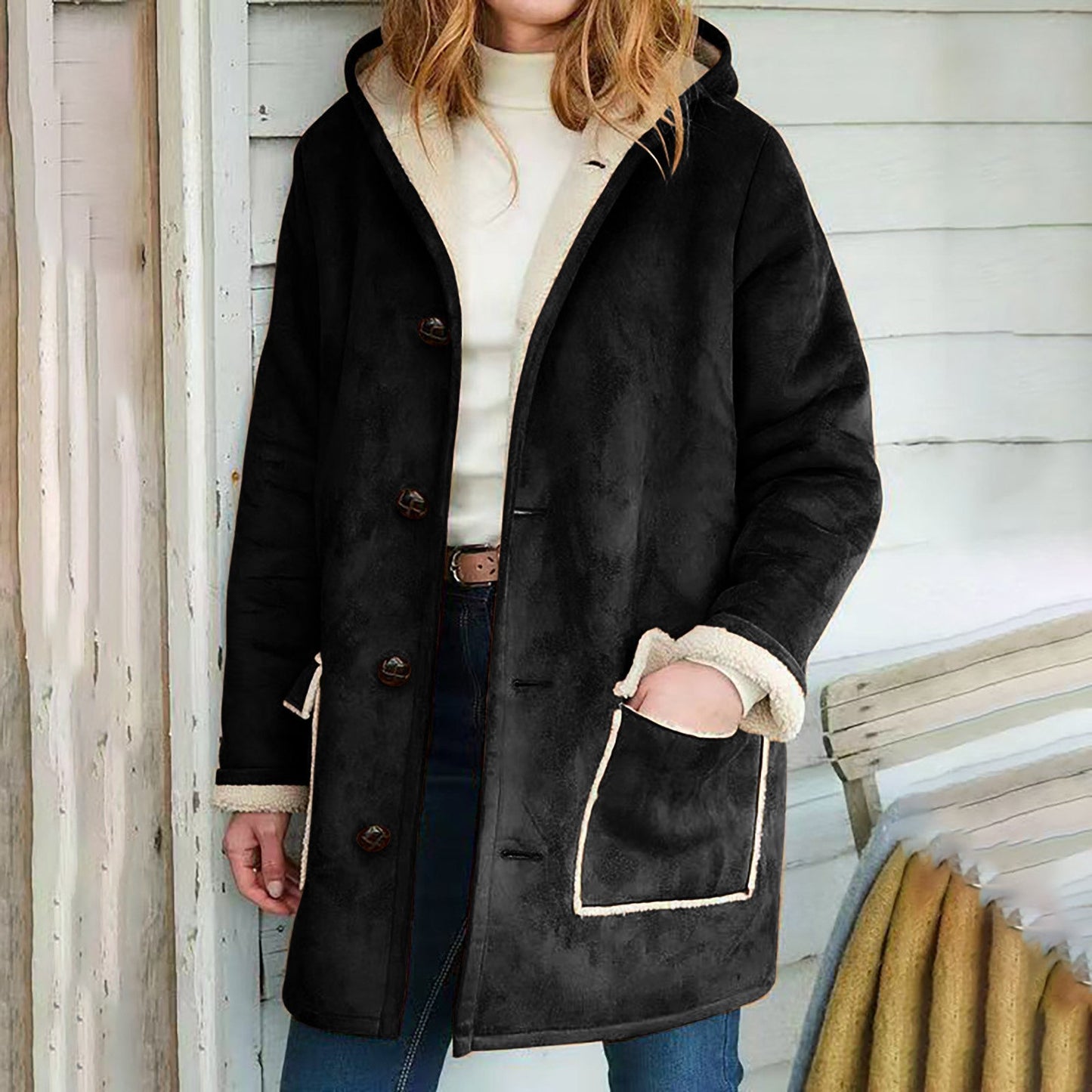 Retro Suede Hooded Coat
