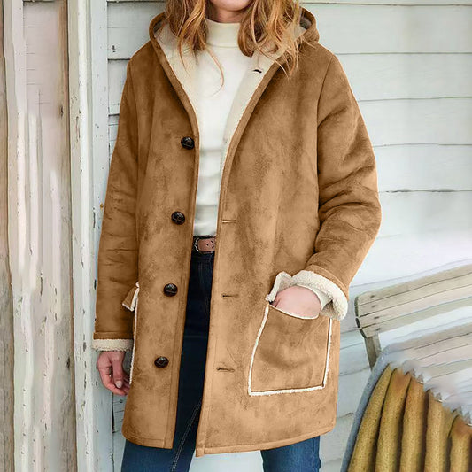 Retro Suede Hooded Coat